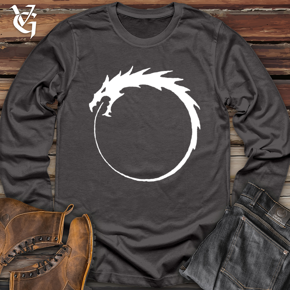 Viking Goods Dragon Circle White Softstyle Long Sleeve Charcoal / L