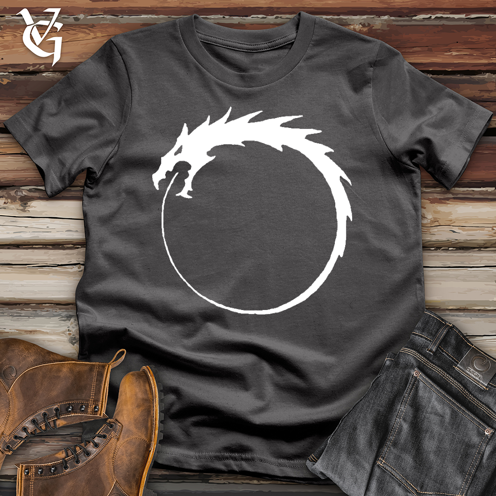 Viking Goods Dragon Circle White Softstyle Tee Charcoal / L