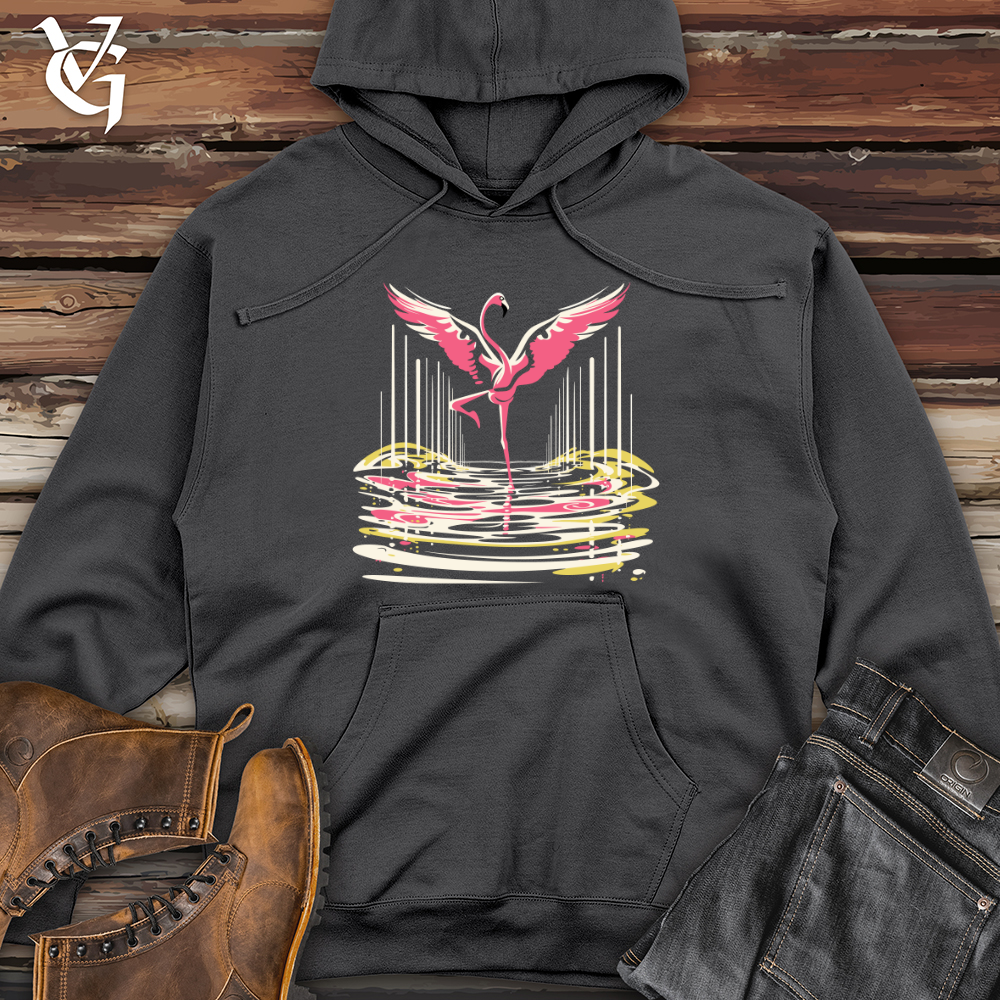 Viking Goods Flamingo Dance Ripples Midweight Hooded Sweatshirt Charcoal / L