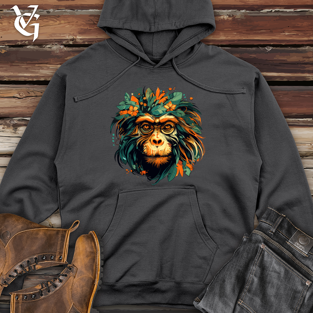 Viking Goods Floral Monkey Essence Midweight Hooded Sweatshirt Charcoal / L