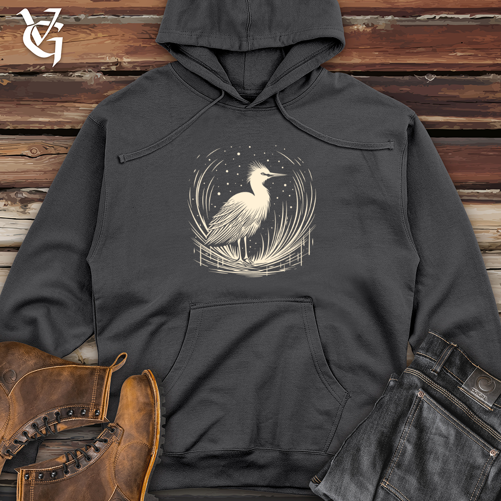 Viking Goods Flurry Feathered Egret Midweight Hooded Sweatshirt Charcoal / L