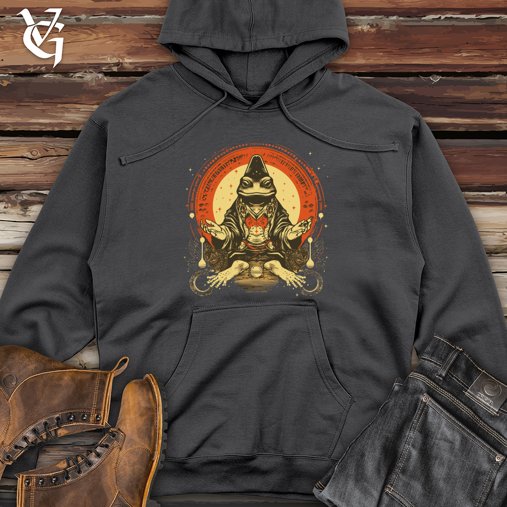 Viking Goods Frog Mystical Meditation Midweight Hooded Sweatshirt Charcoal / L