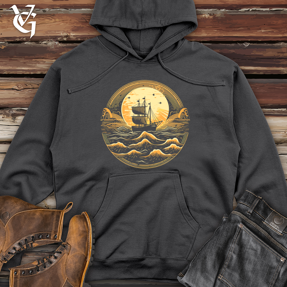 Viking Goods Galleon Moonlit Voyage Midweight Hooded Sweatshirt Charcoal / L