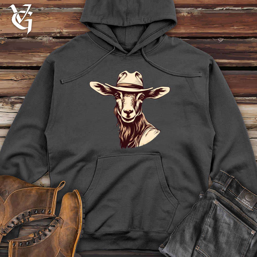 Viking Goods Goat Mountain Rodeo Cowboy Cap Midweight Hooded Sweatshirt Charcoal / L
