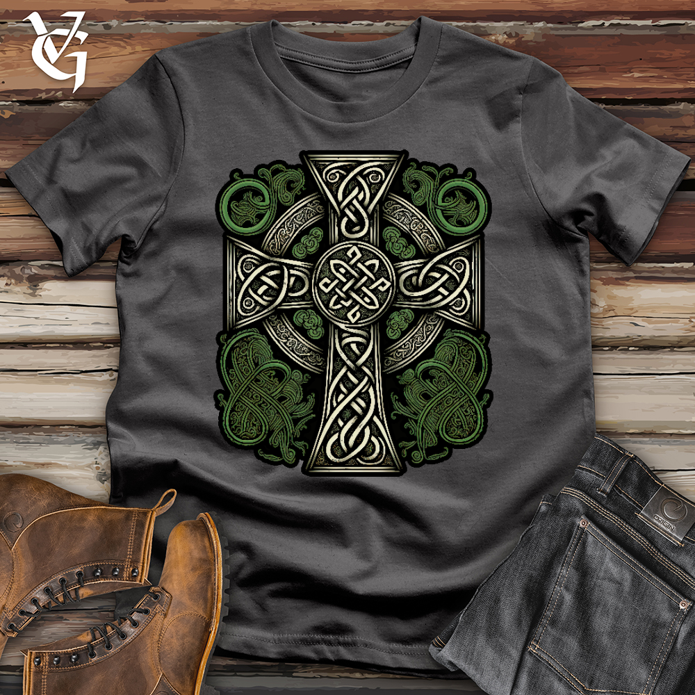 Viking Goods Green Celtic Cross Softstyle Tee Charcoal / L