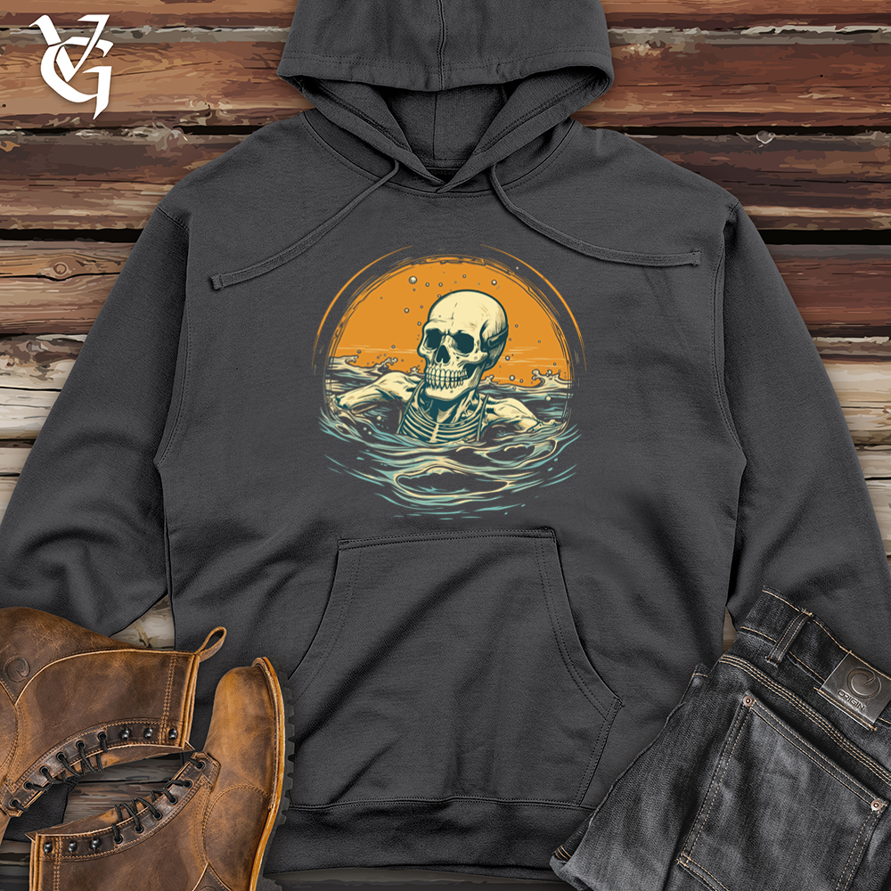 Viking Goods Grunge Splash Skeleton Midweight Hooded Sweatshirt Charcoal / L