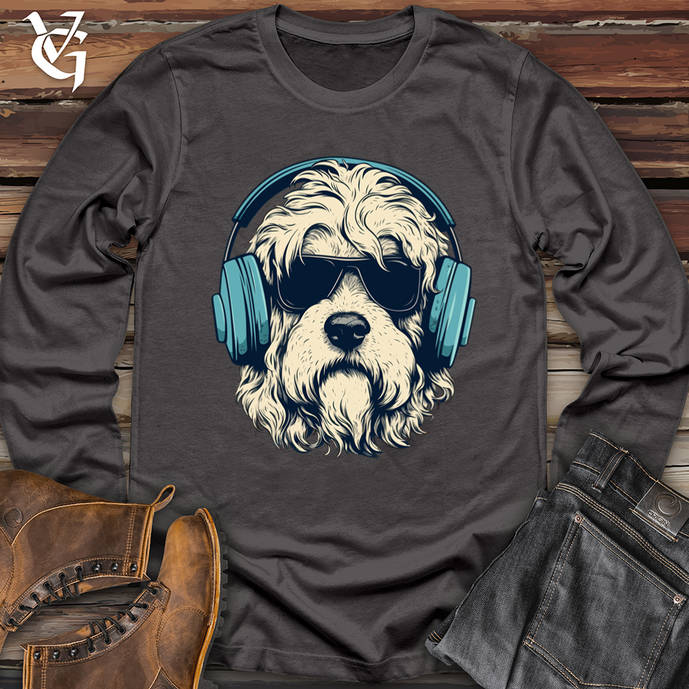Viking Goods Headphone Rocking Doodle Pooch Softstyle Long Sleeve Charcoal / L