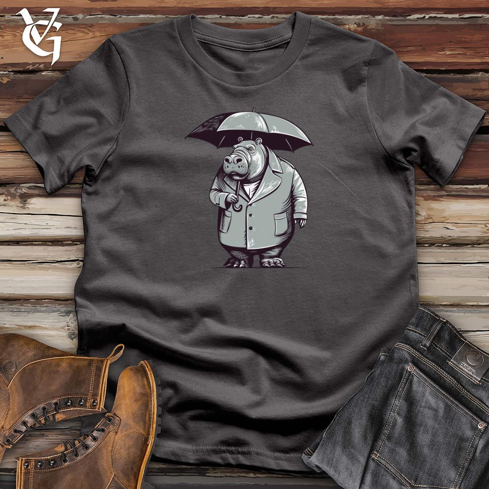 Viking Goods Hippopotamus River Drizzle Umbrella Haven Softstyle Tee Charcoal / L