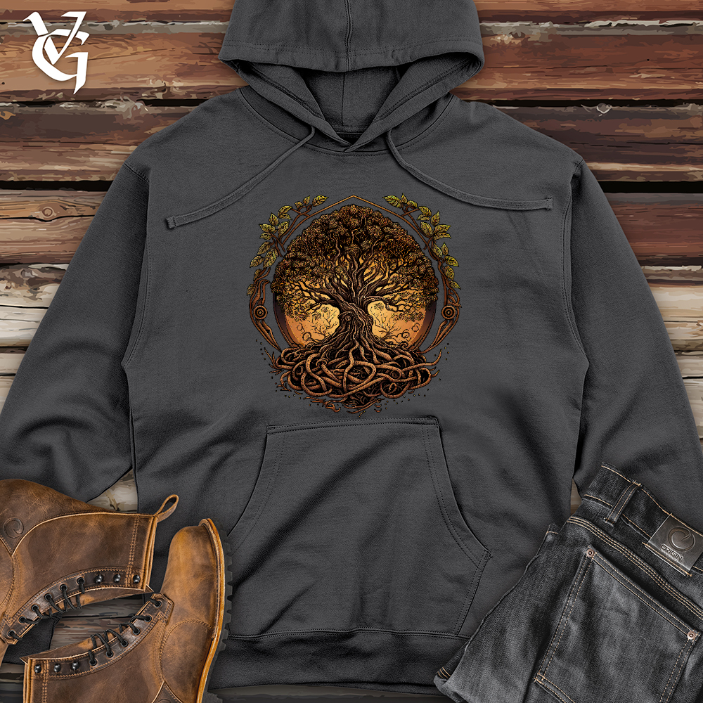 Viking Goods Illuminated Tree Midweight Hooded Sweatshirt Charcoal / L