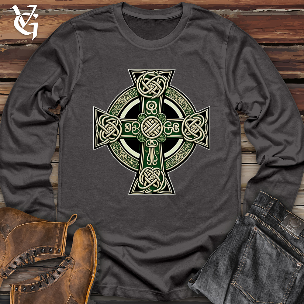 Viking Goods Knotted Celtic Crosses Softstyle Long Sleeve Charcoal / L