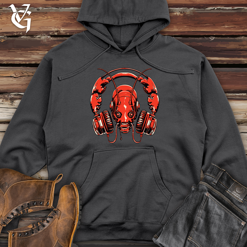 Viking Goods Lobster Ocean Echo Headphone Harmony Midweight Hooded Sweatshirt Charcoal / L
