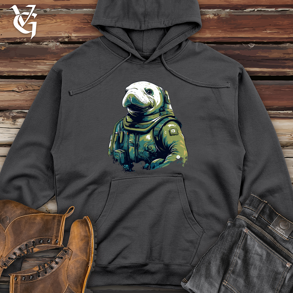 Viking Goods Manatee Astronaut Adventure Midweight Hooded Sweatshirt Charcoal / L