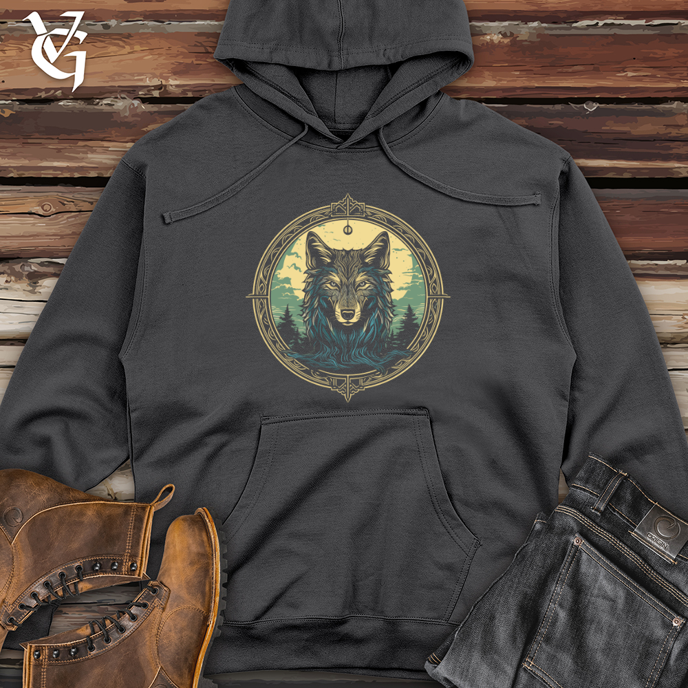 Viking Goods Mystic Wolf Compass Midweight Hooded Sweatshirt Charcoal / L