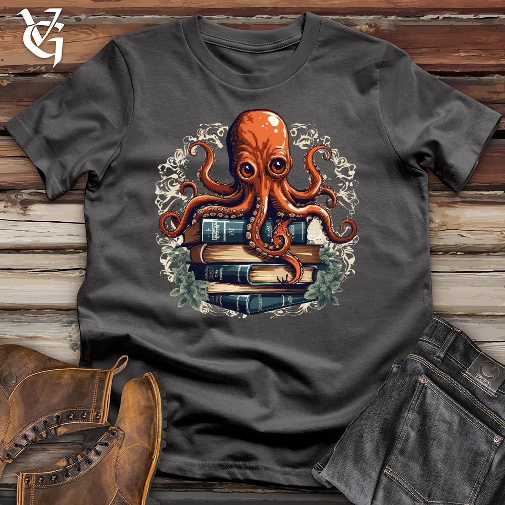 Viking Goods Octopus Book Lover Softstyle Tee Charcoal / L