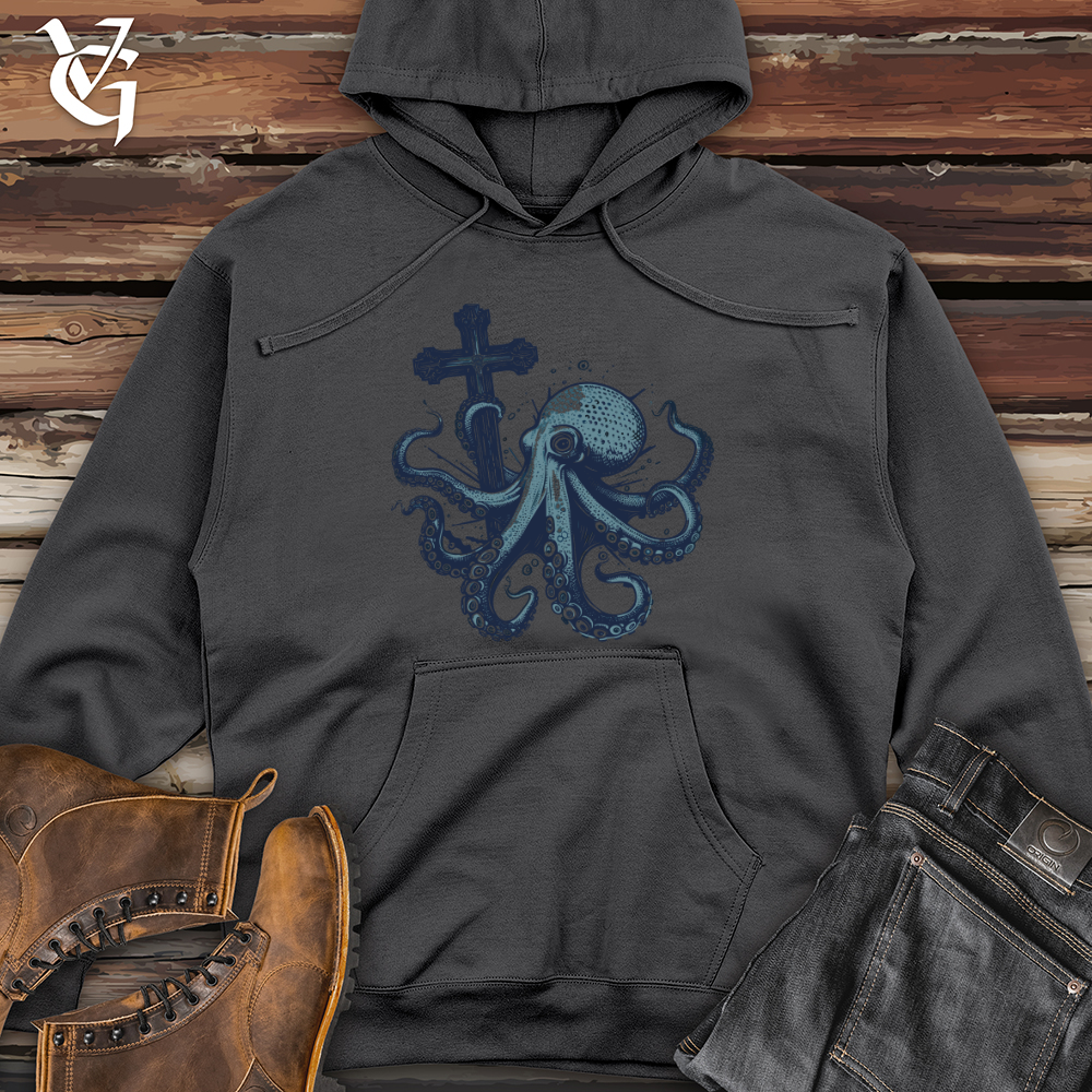 Viking Goods Octopus Cross Midweight Hooded Sweatshirt Charcoal / L