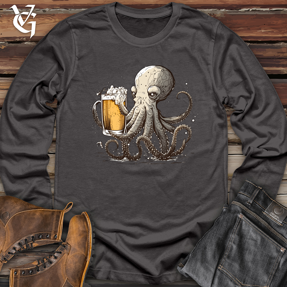 Viking Goods Octopus Happy Hour Softstyle Long Sleeve Charcoal / L