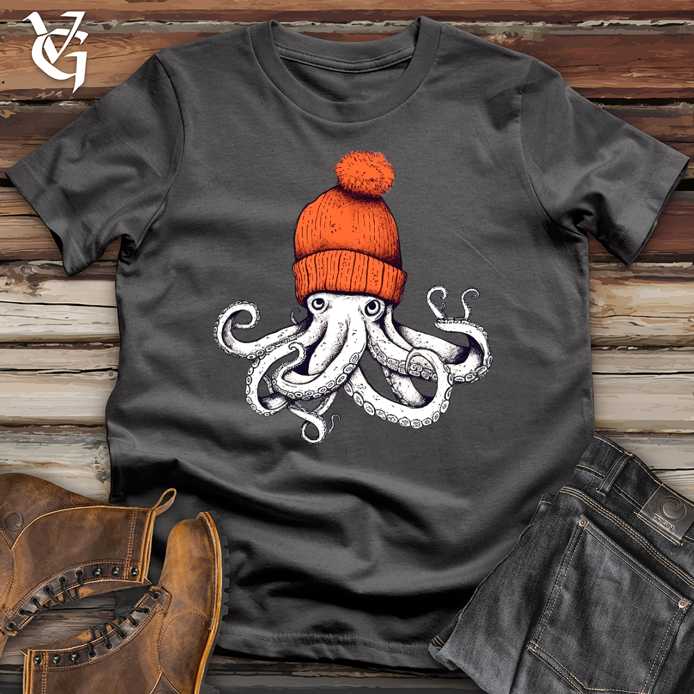 Viking Goods Octopus Orange Beanie Softstyle Tee Charcoal / L
