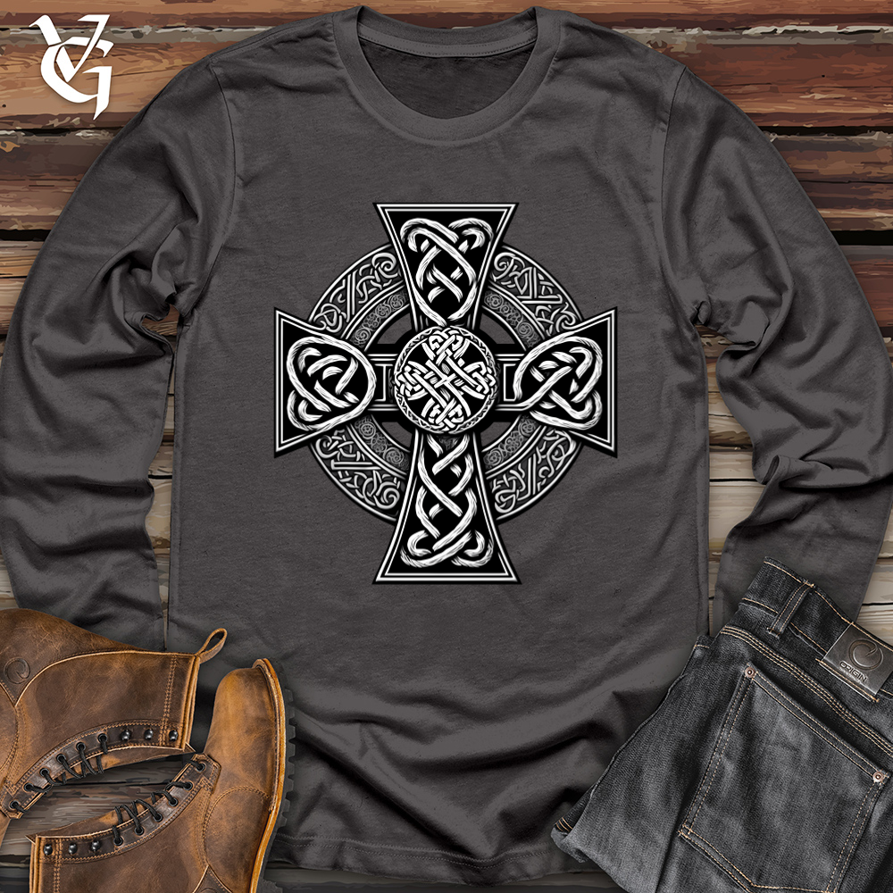 Viking Goods Ornate Celtic Cross Softstyle Long Sleeve Charcoal / L
