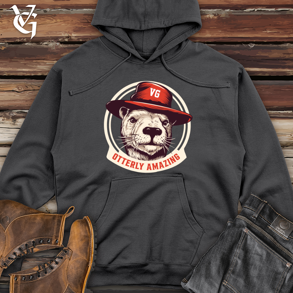 Viking Goods Otter Fedora Flair Midweight Hooded Sweatshirt Charcoal / L