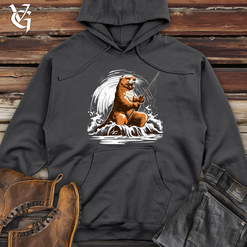 Viking Goods Otter Fishing Adventure Midweight Hooded Sweatshirt Charcoal / L