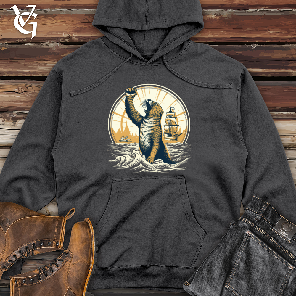 Viking Goods Otter Nautical Triumph Midweight Hooded Sweatshirt Charcoal / L