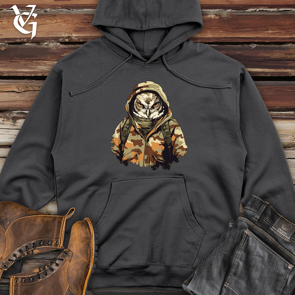 Viking Goods Owl Camo Army Night Watch Midweight Hooded Sweatshirt Charcoal / L