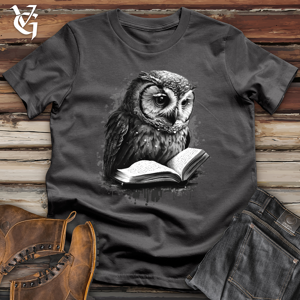 Viking Goods Owl Reading Book Softstyle Tee Charcoal / L
