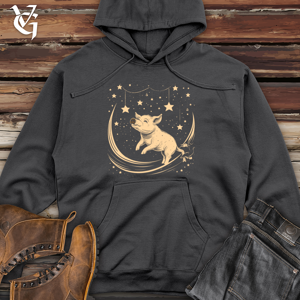 Viking Goods Pig Celestial Dreams Midweight Hooded Sweatshirt Charcoal / L