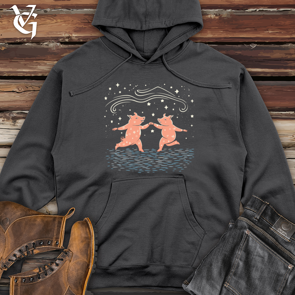 Viking Goods Pigs Cosmic Waltz Midweight Hooded Sweatshirt Charcoal / L