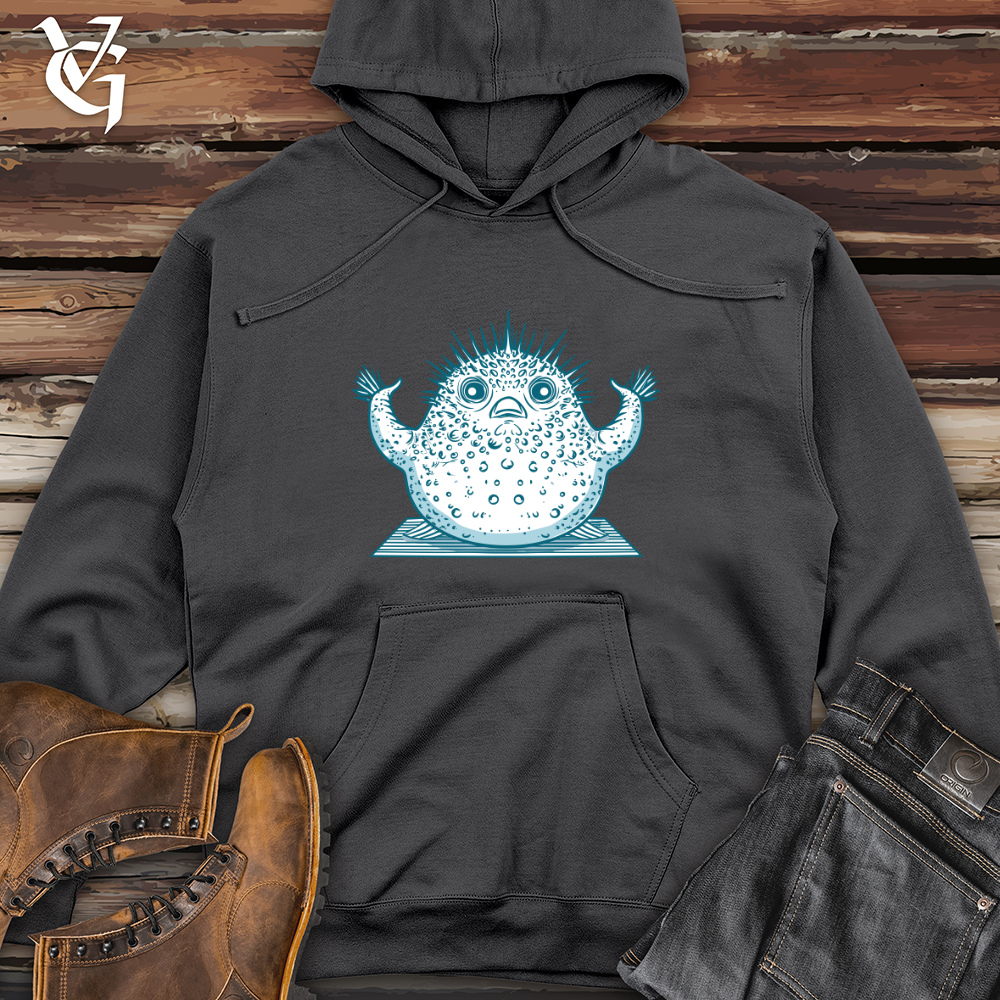 Viking Goods Pufferfish Yoga Pose Midweight Hooded Sweatshirt Charcoal / L