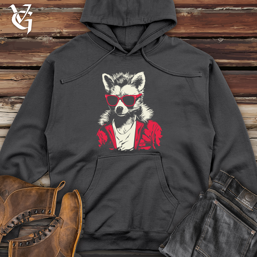 Viking Goods Raccoon Retro Midweight Hooded Sweatshirt Charcoal / L