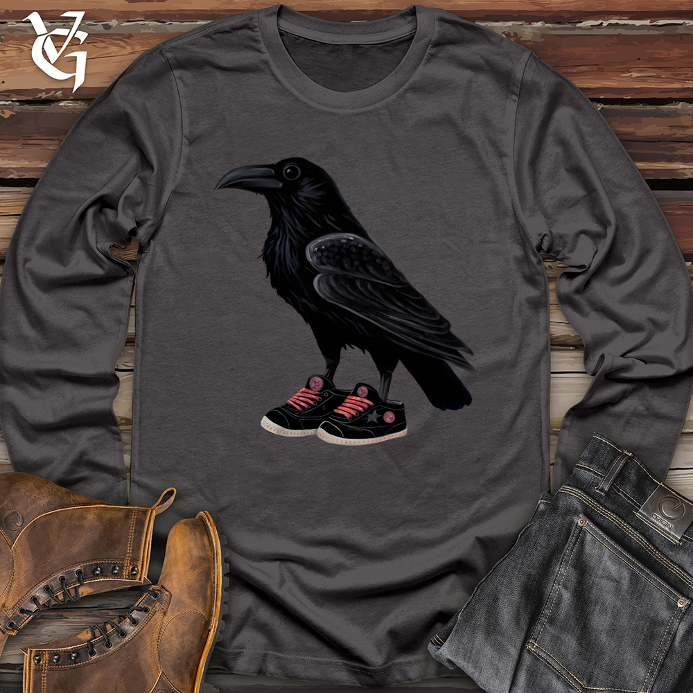 Viking Goods Raven Wearing Sneakers Softstyle Long Sleeve Charcoal / L