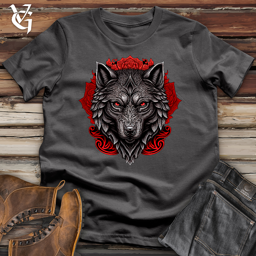 Viking Goods Red Flower Wolf Softstyle Tee Charcoal / L