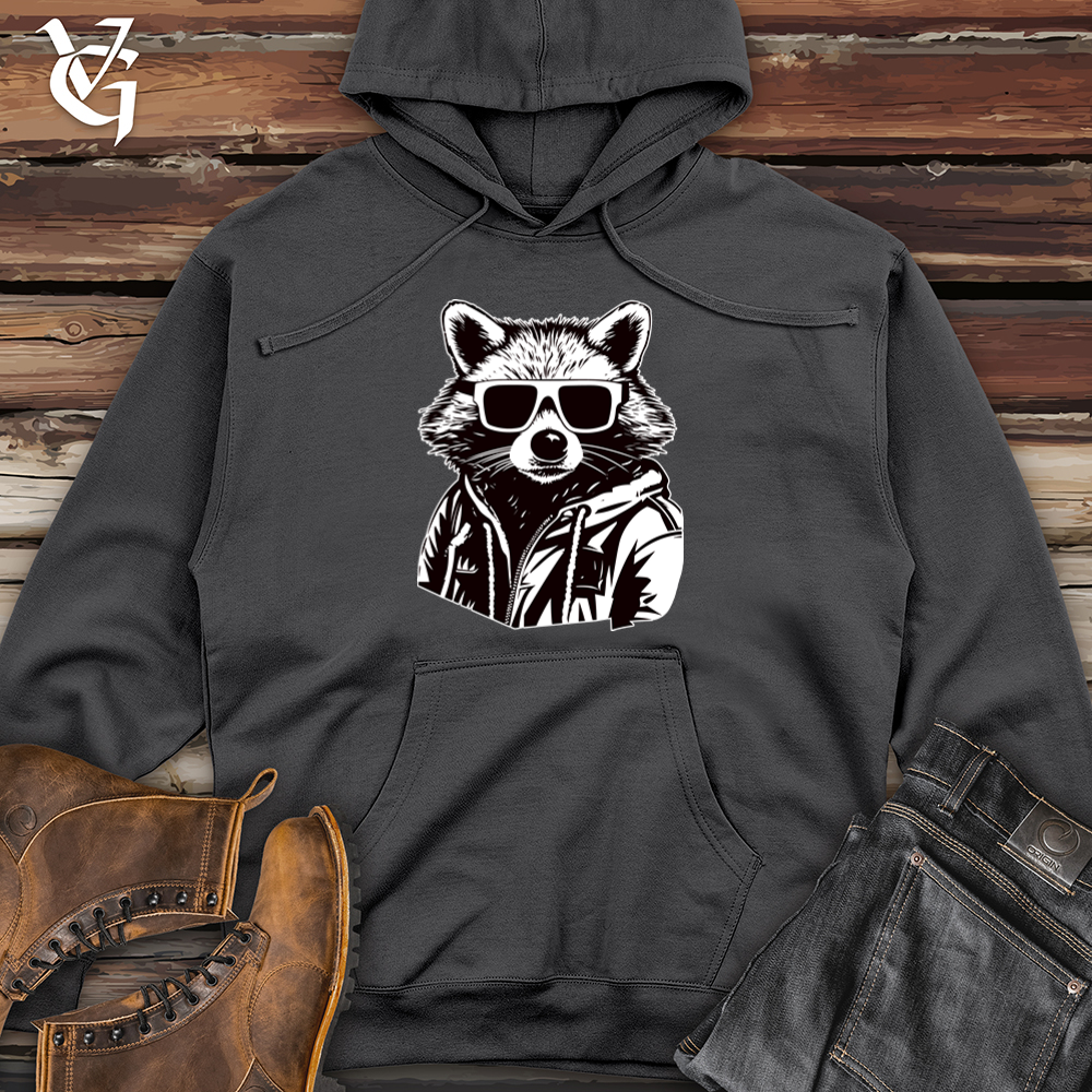 Viking Goods Retro Bandit Raccoon Midweight Hooded Sweatshirt Charcoal / L