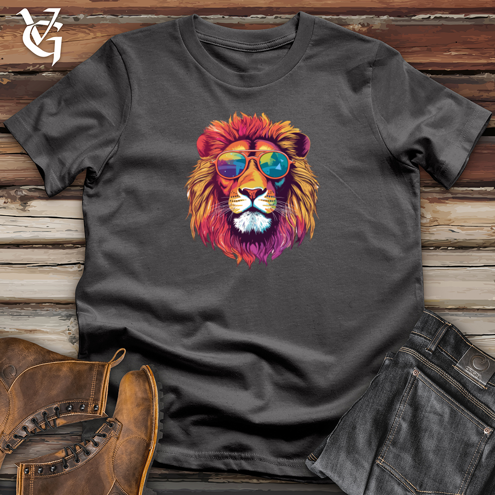 Viking Goods Retro Cosmic Shades Lion Softstyle Tee Charcoal / L