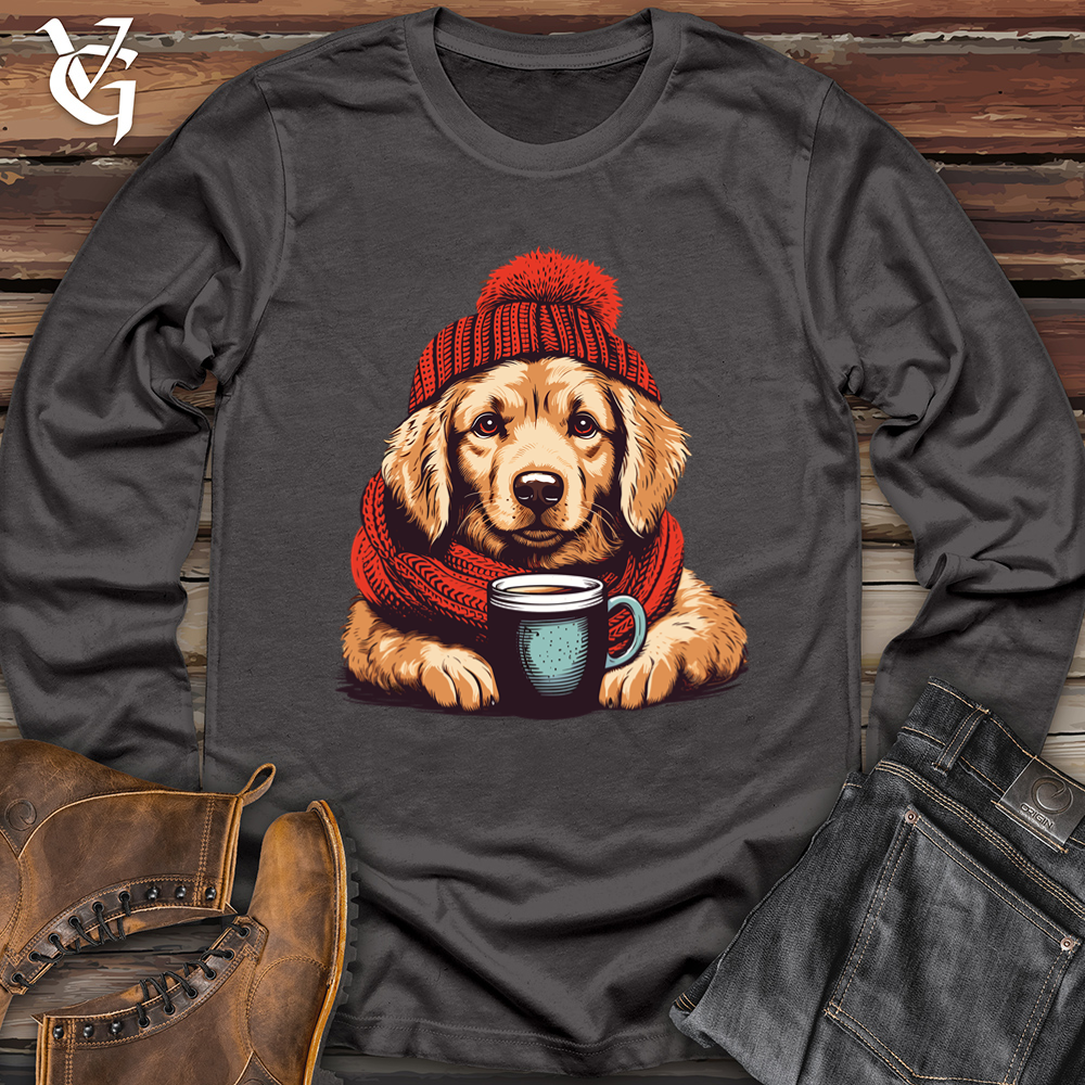 Viking Goods Retro Pom Pom Golden Retriever Softstyle Long Sleeve Charcoal / L