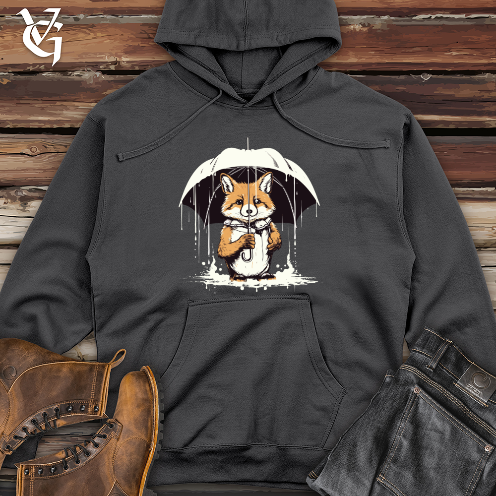 Viking Goods Retro Rain Fox Midweight Hooded Sweatshirt Charcoal / L