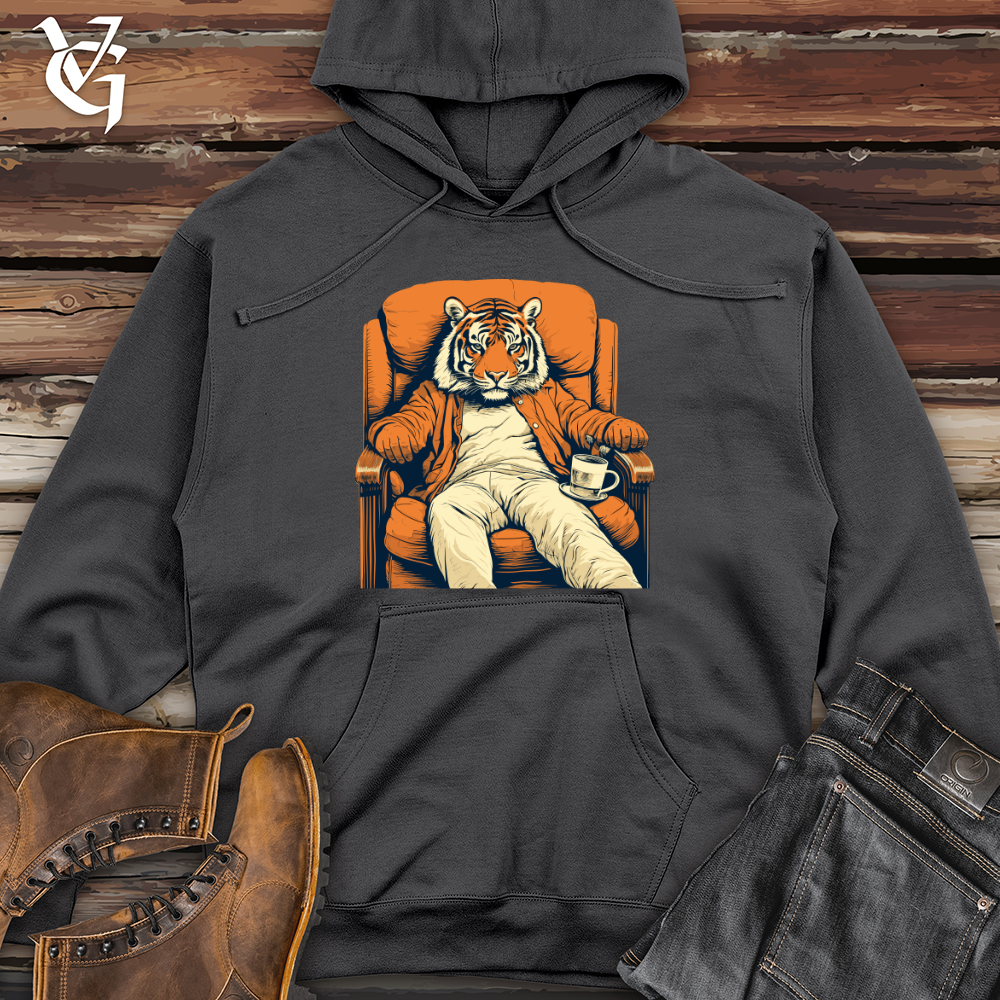 Viking Goods Retro Tiger Lounger Midweight Hooded Sweatshirt Charcoal / L