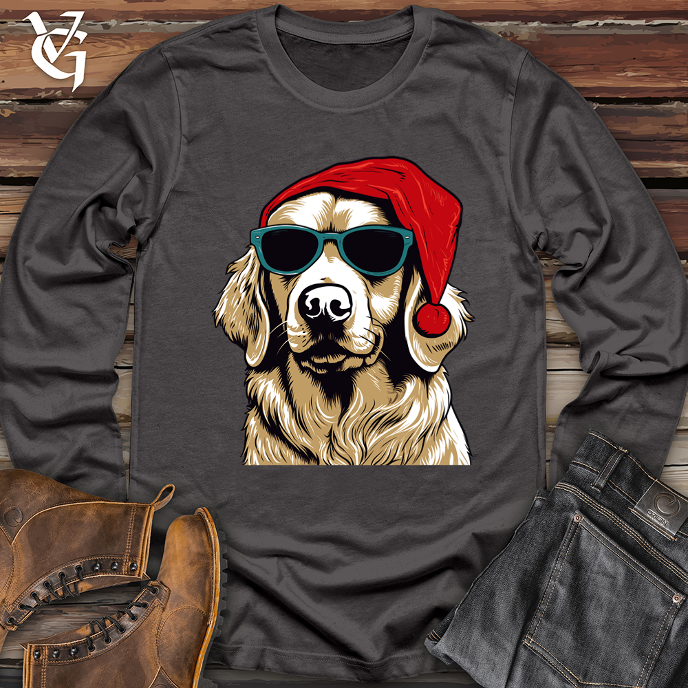 Viking Goods Santa Paws Golden Retriever Softstyle Long Sleeve Charcoal / L