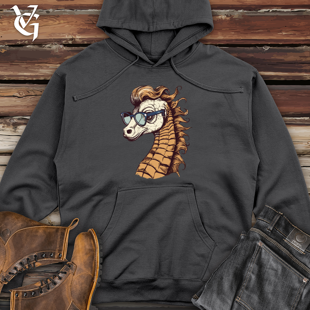 Viking Goods Seahorse Ocean Swell Hipster Hues Midweight Hooded Sweatshirt Charcoal / L