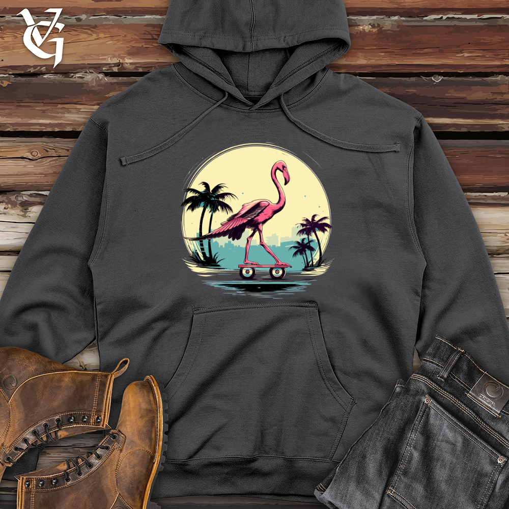 Viking Goods Skateboarding Flamingo Sunset Midweight Hooded Sweatshirt Charcoal / L