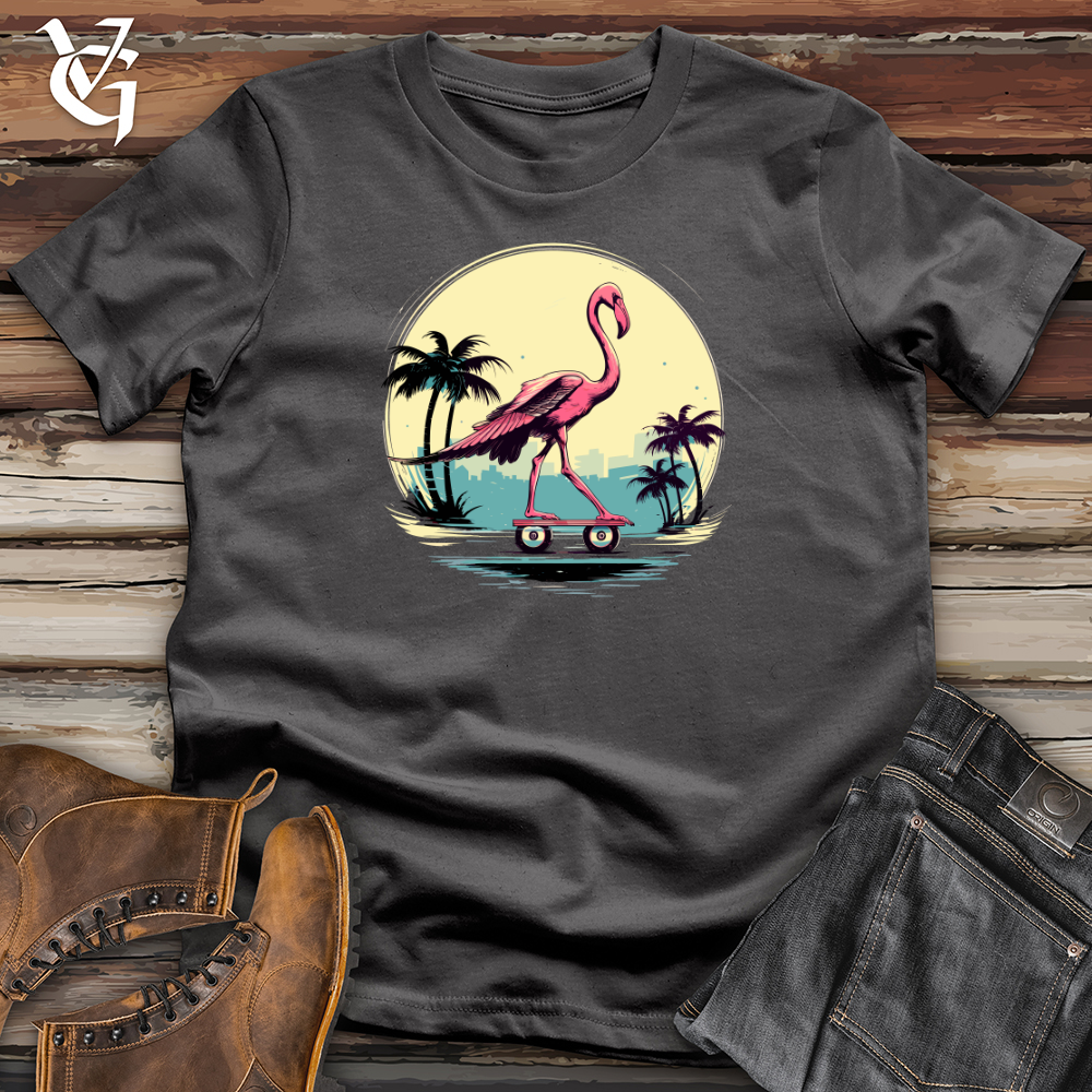 Viking Goods Skateboarding Flamingo Sunset Softstyle Tee Charcoal / L