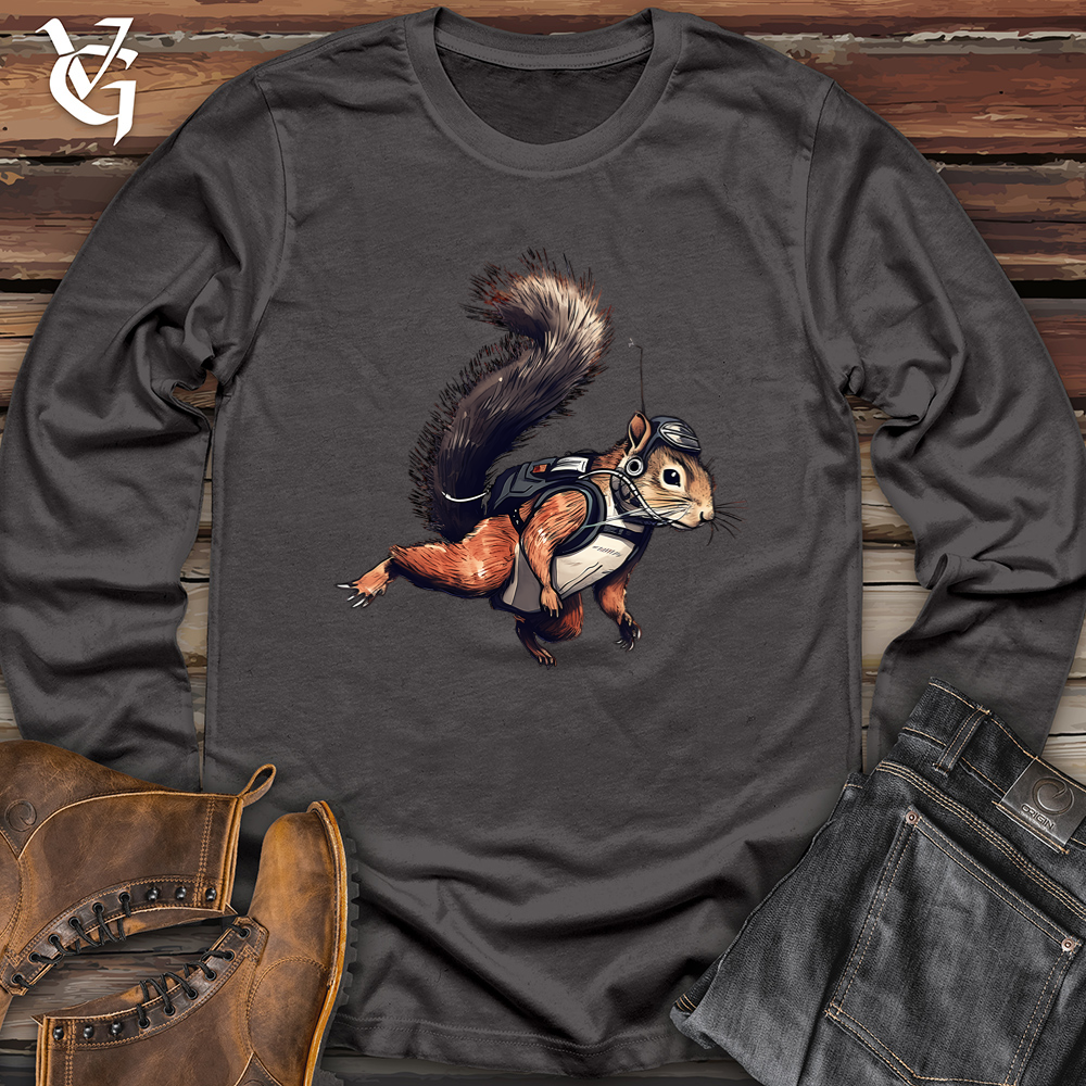 Viking Goods Skydiving Squirrel Softstyle Long Sleeve Charcoal / L