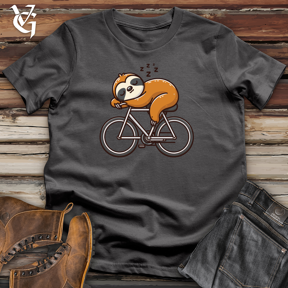 Viking Goods Sleepy Sloth Napping on Bicycle Softstyle Tee Charcoal / L