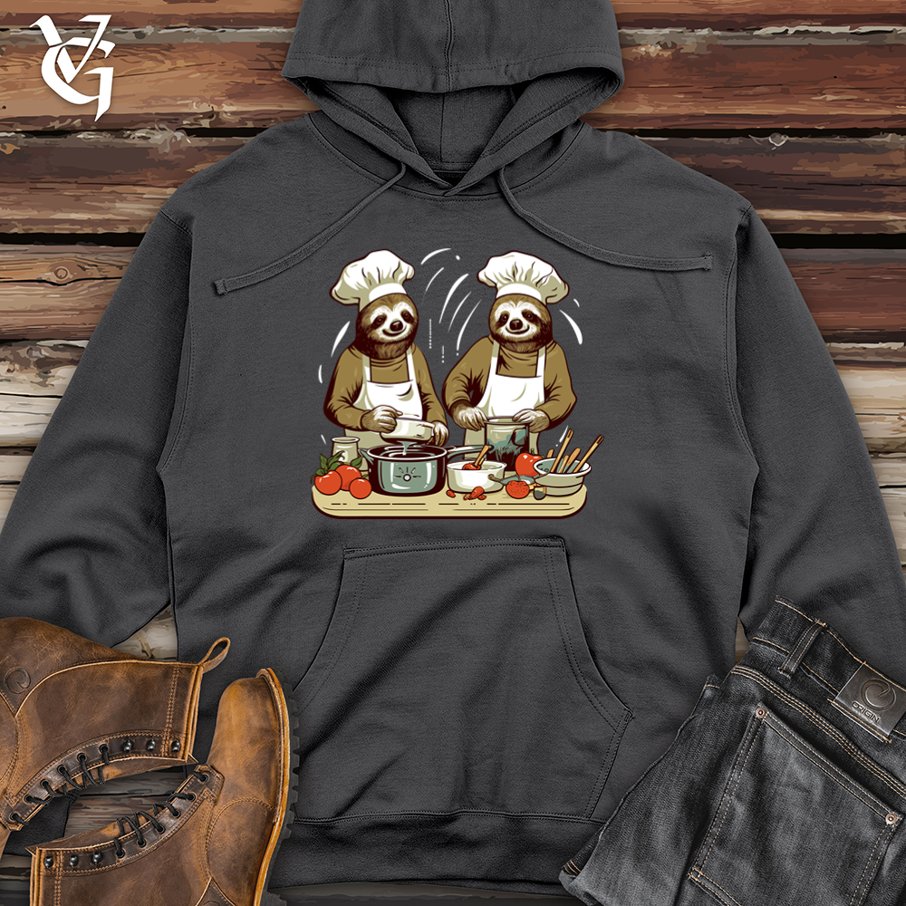 Viking Goods Sloth Chefs Gourmet Midweight Hooded Sweatshirt Charcoal / L