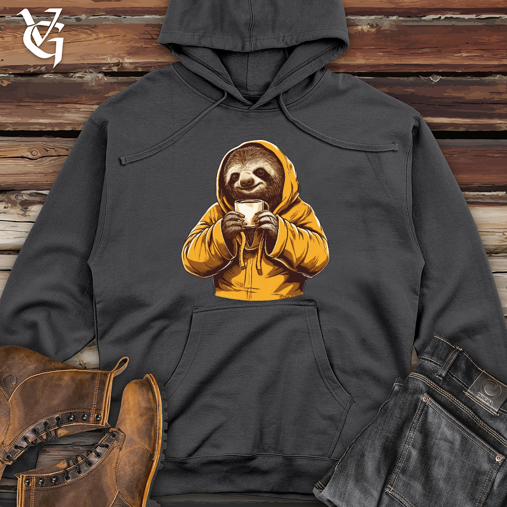 Viking Goods Sloth Coffee Midweight Hooded Sweatshirt Charcoal / L