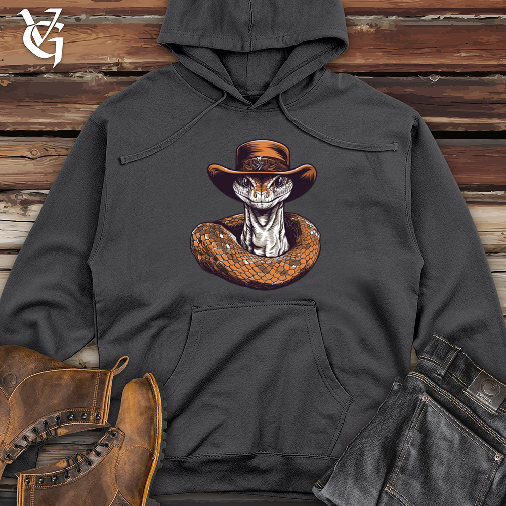 Viking Goods Snake Cowboy Wild West Slither Midweight Hooded Sweatshirt Charcoal / L