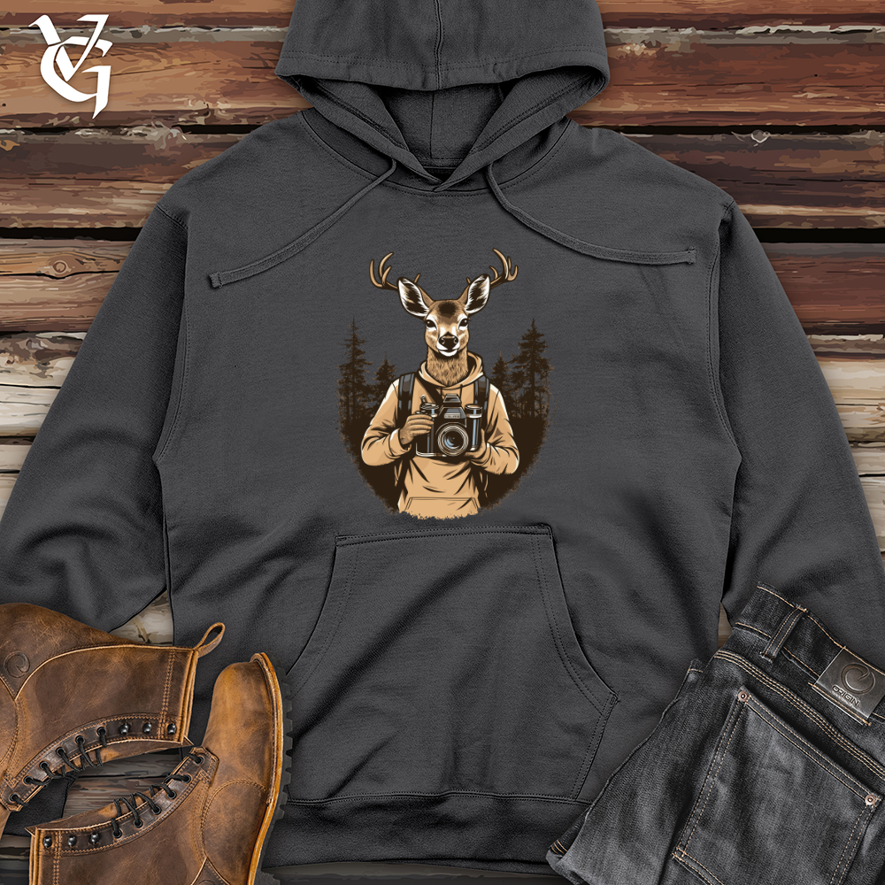 Viking Goods Snapshot Stag Shutterbug Midweight Hooded Sweatshirt Charcoal / L