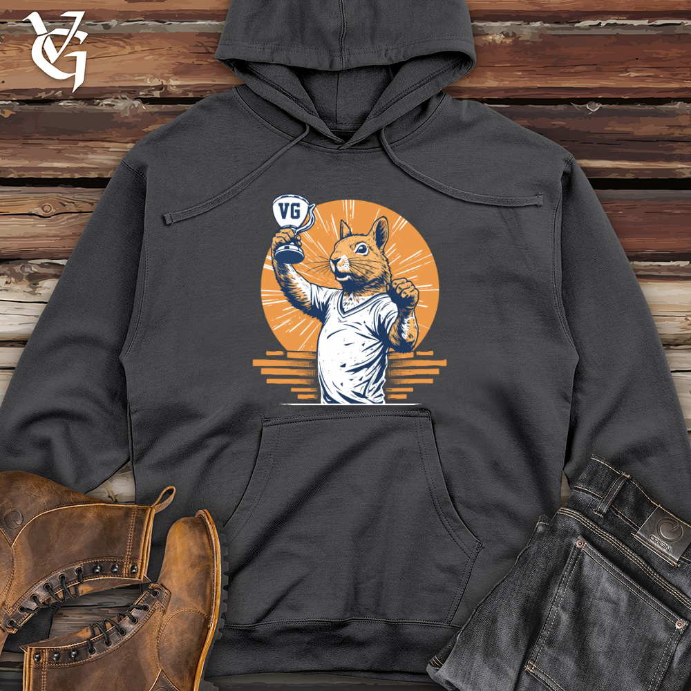 Viking Goods Squirrel Victory Cheer Midweight Hooded Sweatshirt Charcoal / L