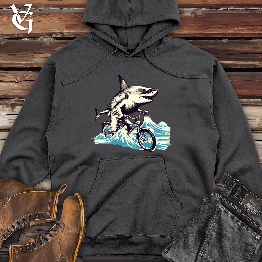 Viking Goods Sunset Shark Ride Midweight Hooded Sweatshirt Charcoal / L